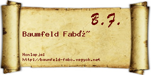 Baumfeld Fabó névjegykártya